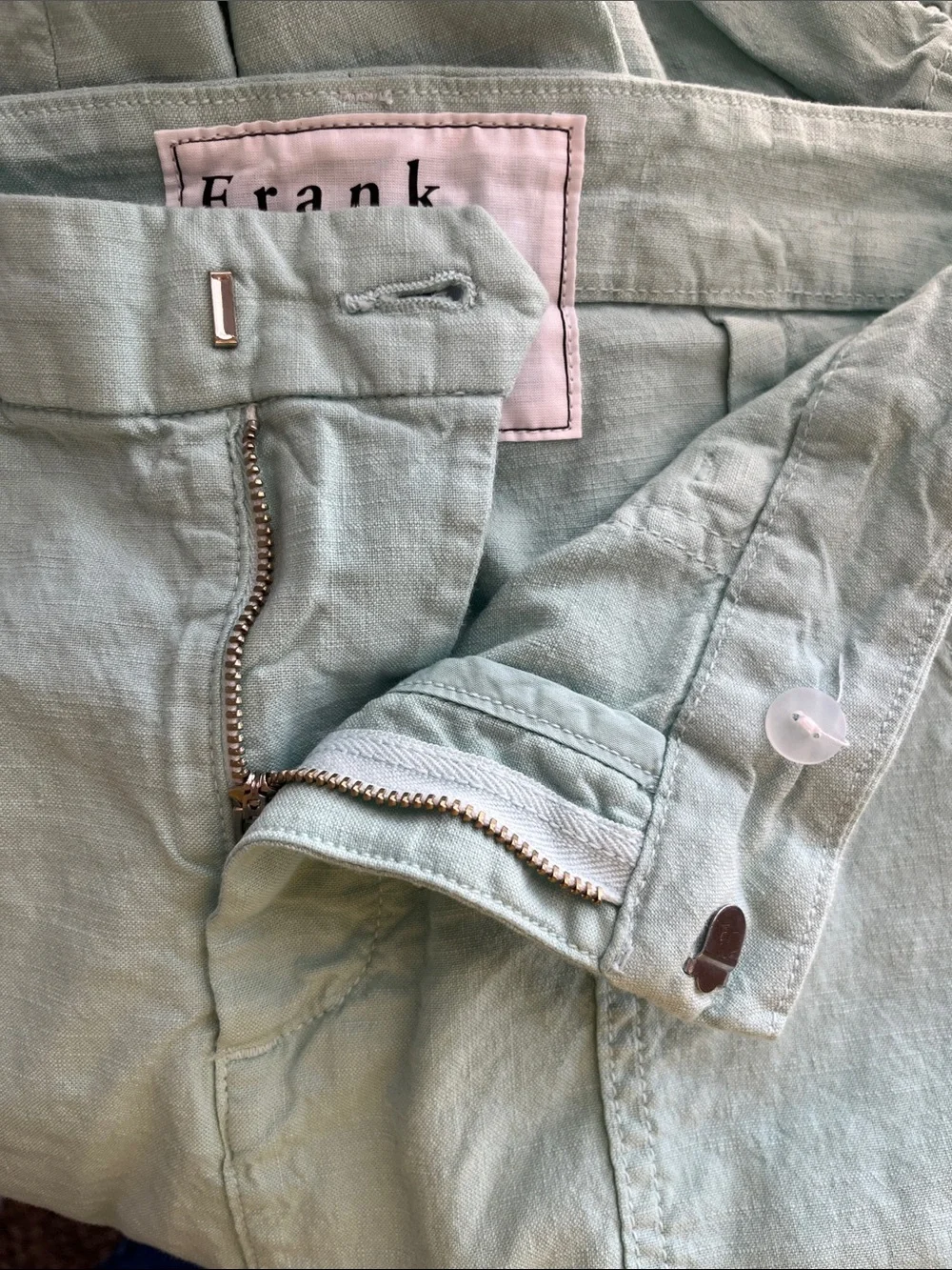 Frank & Eileen Jameson Linen Cotton Blend Seafoam Blue Jogger Pants Size 8